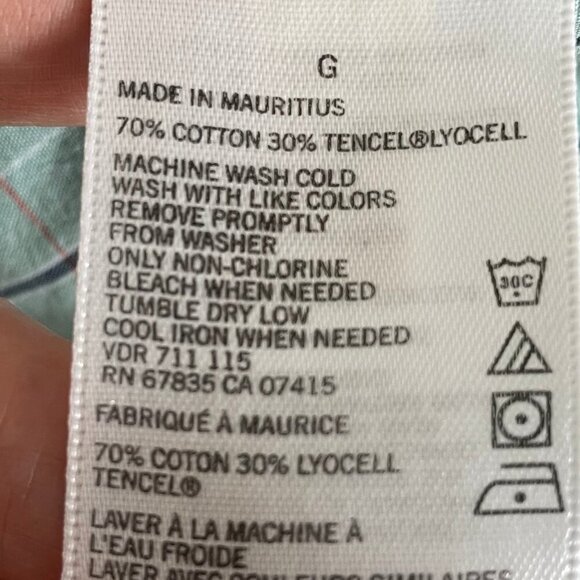 Nautica LS Button Down Cotton Tencel Blend Check Shirt Soft Green Blue Sz L - Picture 11 of 13